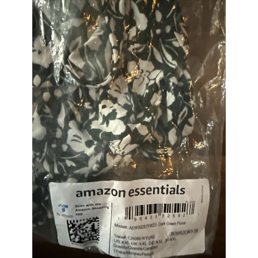 Women's Sz XXL 2XL Dark Green Floral Print Short Sleeve VNeck Fit Flare Dress‎ - Picture 9 of 11